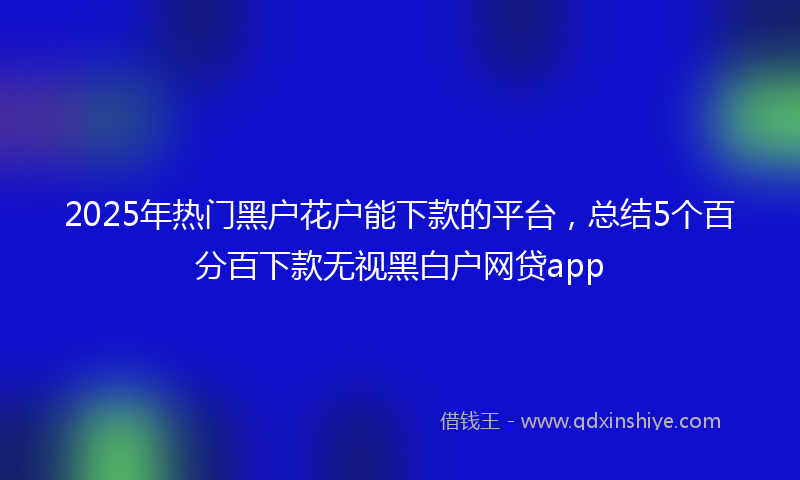 2025年热门黑户花户能下款的平台，总结5个百分百下款无视黑白户网贷app