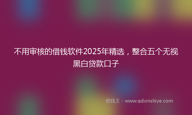 不用审核的借钱软件2025年精选，整合五个无视黑白贷款口子