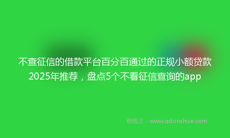 不查征信的借款平台百分百通过的正规小额贷款2025年推荐，盘点5个不看征信查询的app