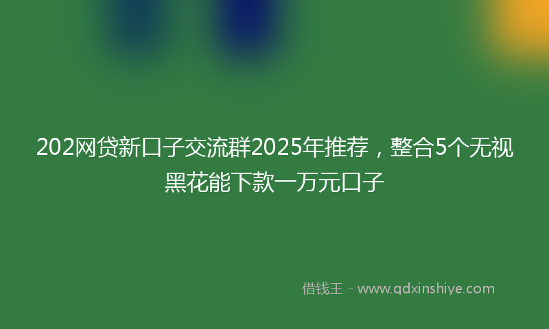 202网贷新口子交流群2025年推荐，整合5个无视黑花能下款一万元口子