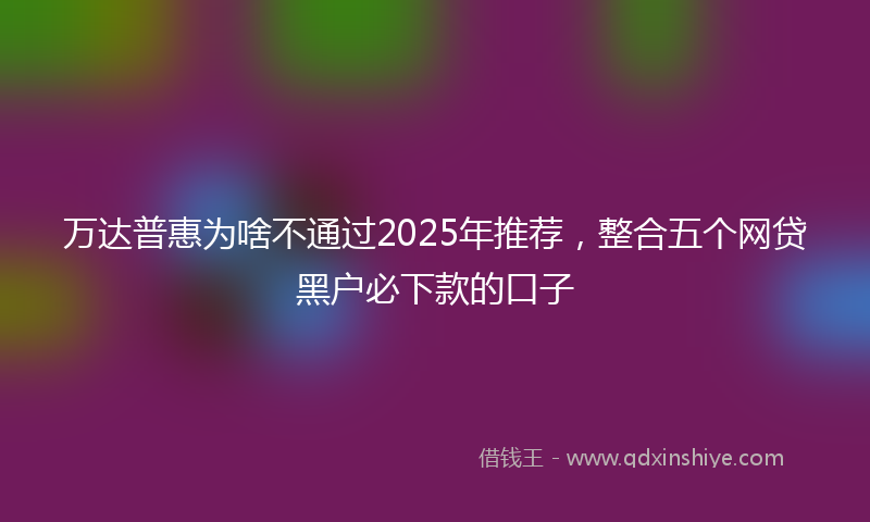 万达普惠为啥不通过2025年推荐，整合五个网贷黑户必下款的口子
