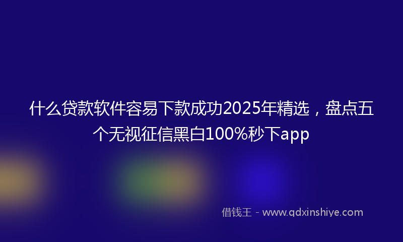 什么贷款软件容易下款成功2025年精选，盘点五个无视征信黑白100%秒下app