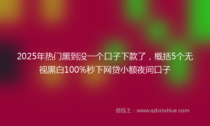 2025年热门黑到没一个口子下款了，概括5个无视黑白100%秒下网贷小额夜间口子
