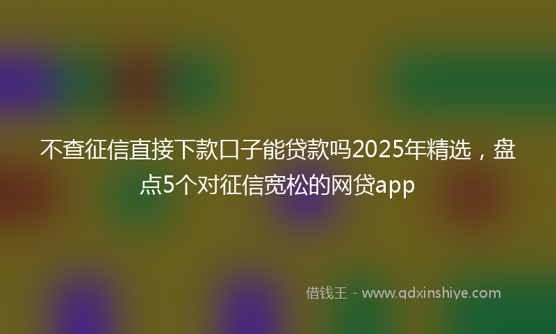 不查征信直接下款口子能贷款吗2025年精选，盘点5个对征信宽松的网贷app