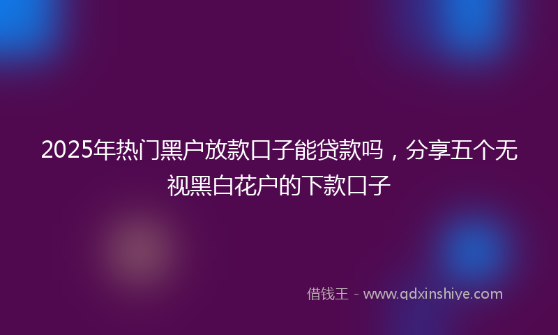2025年热门黑户放款口子能贷款吗，分享五个无视黑白花户的下款口子