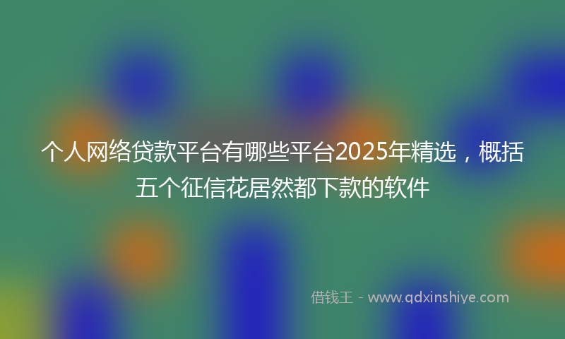 个人网络贷款平台有哪些平台2025年精选，概括五个征信花居然都下款的软件