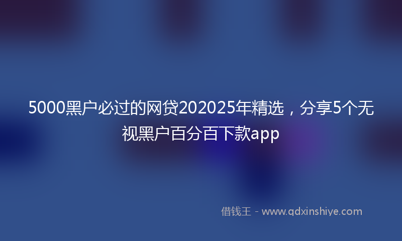 5000黑户必过的网贷202025年精选，分享5个无视黑户百分百下款app