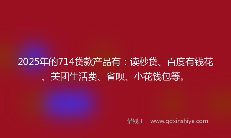 2025年的714贷款产品有：读秒贷、百度有钱花、美团生活费、省呗、小花钱包等。