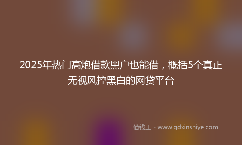 2025年热门高炮借款黑户也能借，概括5个真正无视风控黑白的网贷平台