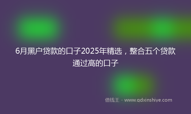 6月黑户贷款的口子2025年精选，整合五个贷款通过高的口子