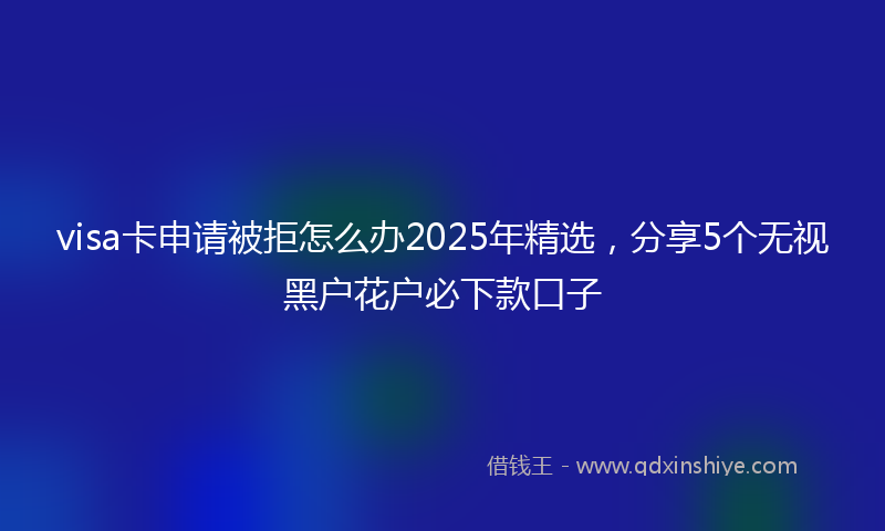visa卡申请被拒怎么办2025年精选，分享5个无视黑户花户必下款口子