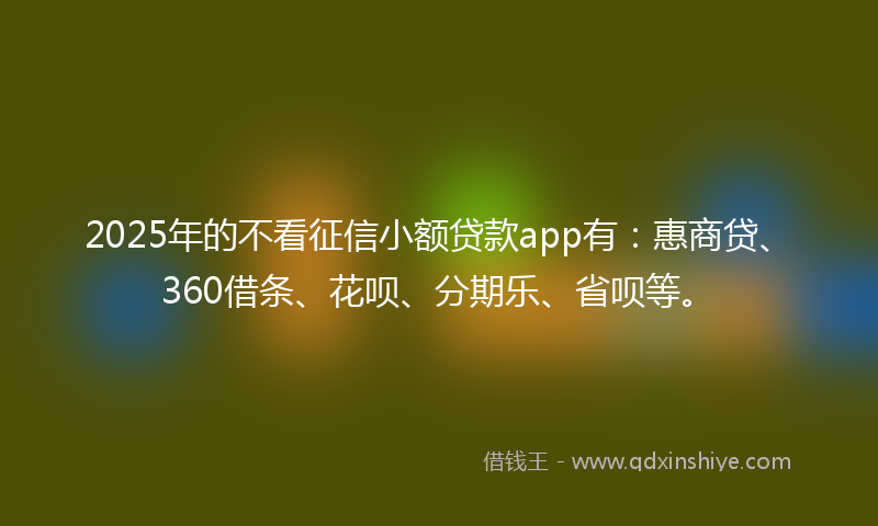 2025年的不看征信小额贷款app有：惠商贷、360借条、花呗、分期乐、省呗等。