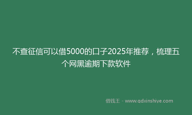 不查征信可以借5000的口子2025年推荐，梳理五个网黑逾期下款软件
