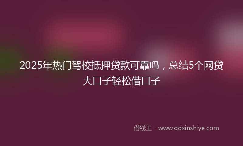 2025年热门驾校抵押贷款可靠吗，总结5个网贷大口子轻松借口子