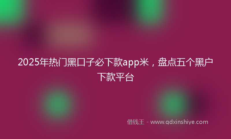 2025年热门黑口子必下款app米，盘点五个黑户下款平台