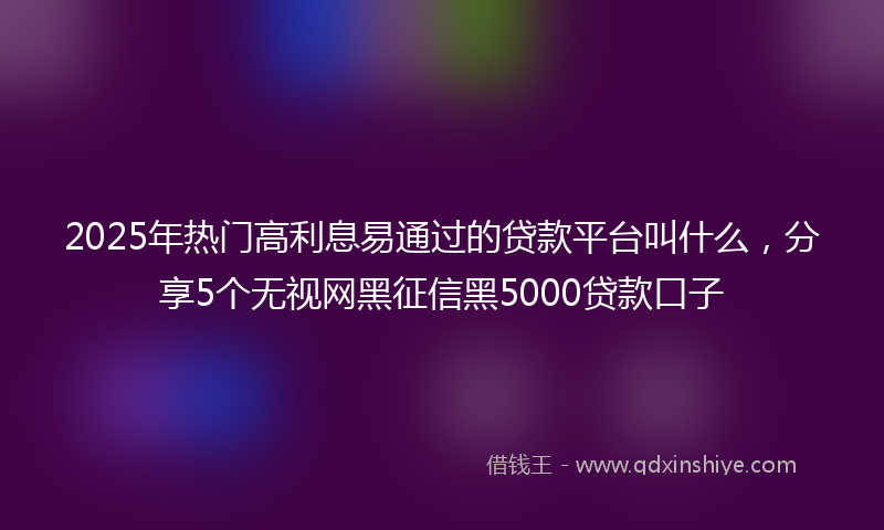 2025年热门高利息易通过的贷款平台叫什么，分享5个无视网黑征信黑5000贷款口子