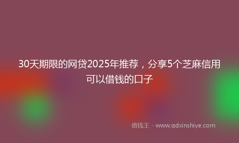 30天期限的网贷2025年推荐，分享5个芝麻信用可以借钱的口子