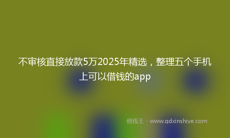 不审核直接放款5万2025年精选，整理五个手机上可以借钱的app