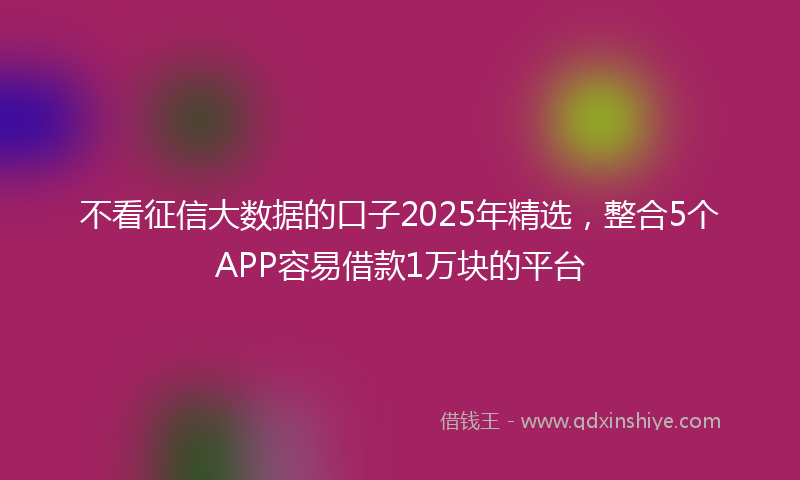 不看征信大数据的口子2025年精选，整合5个APP容易借款1万块的平台