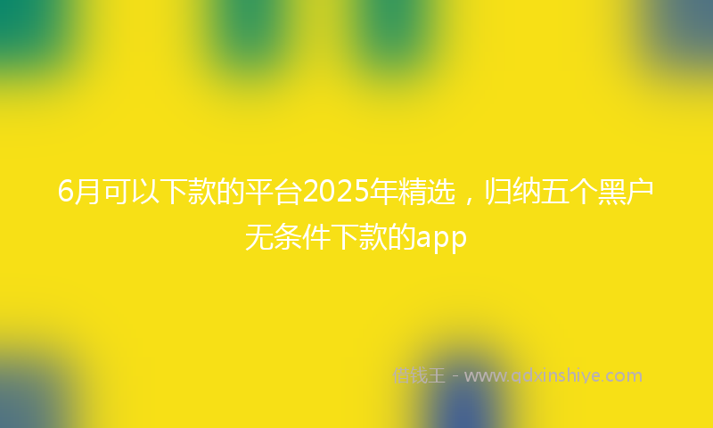 6月可以下款的平台2025年精选，归纳五个黑户无条件下款的app