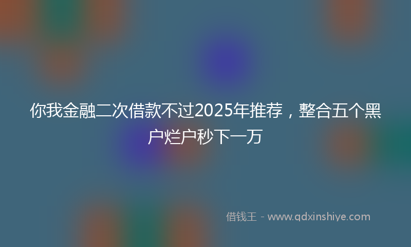 你我金融二次借款不过2025年推荐，整合五个黑户烂户秒下一万