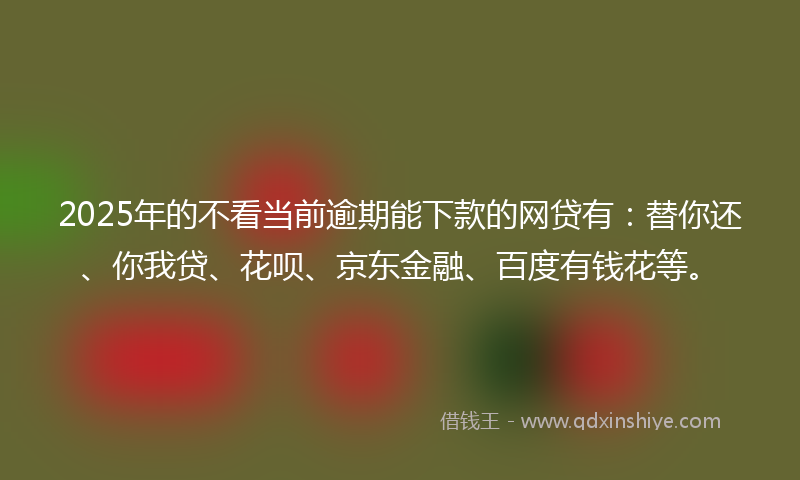 2025年的不看当前逾期能下款的网贷有：替你还、你我贷、花呗、京东金融、百度有钱花等。