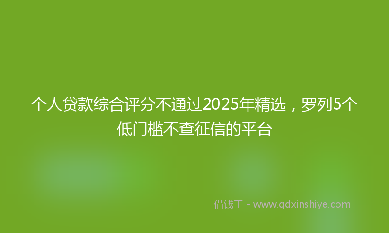 个人贷款综合评分不通过2025年精选，罗列5个低门槛不查征信的平台