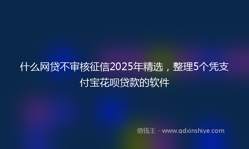 什么网贷不审核征信2025年精选，整理5个凭支付宝花呗贷款的软件