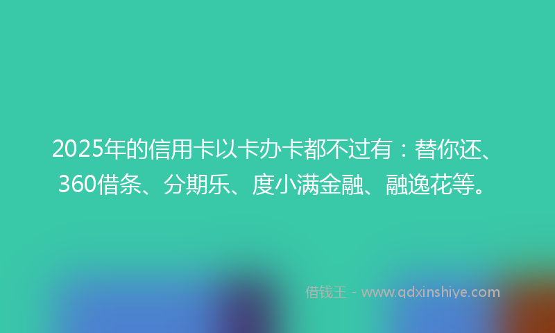 2025年的信用卡以卡办卡都不过有：替你还、360借条、分期乐、度小满金融、融逸花等。