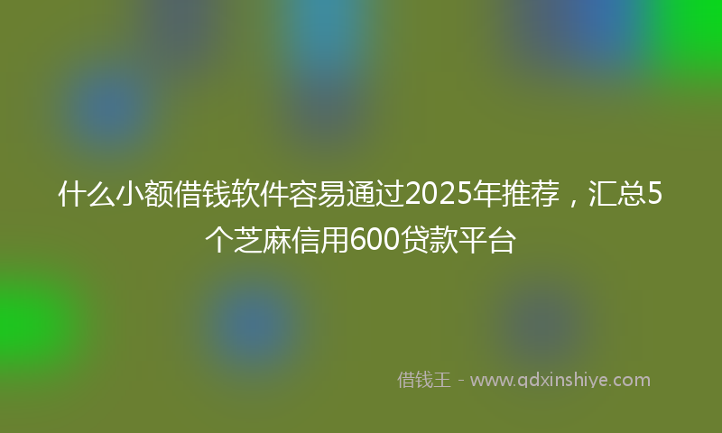 什么小额借钱软件容易通过2025年推荐，汇总5个芝麻信用600贷款平台