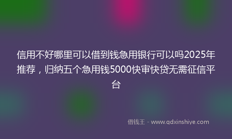信用不好哪里可以借到钱急用银行可以吗2025年推荐，归纳五个急用钱5000快审快贷无需征信平台