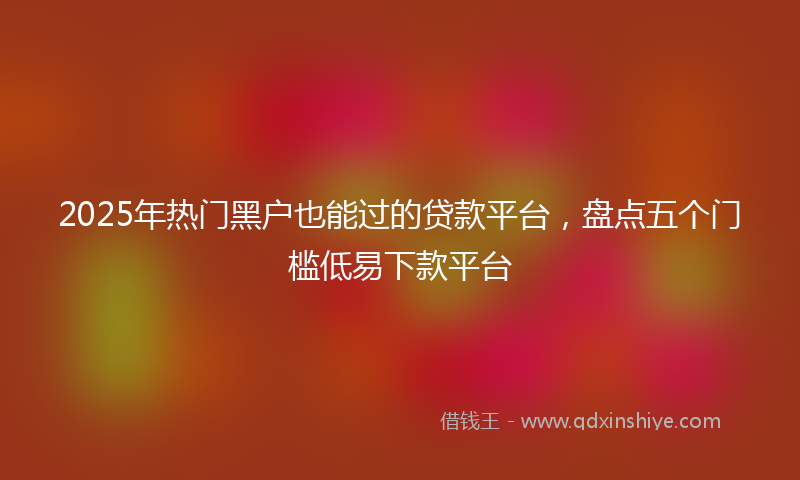 2025年热门黑户也能过的贷款平台，盘点五个门槛低易下款平台