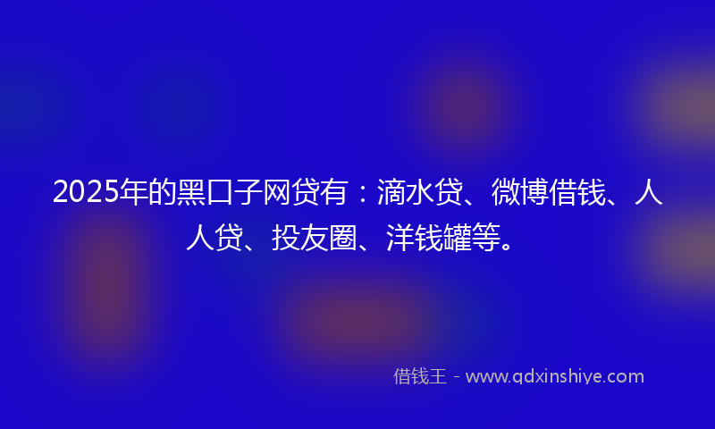 2025年的黑口子网贷有：滴水贷、微博借钱、人人贷、投友圈、洋钱罐等。