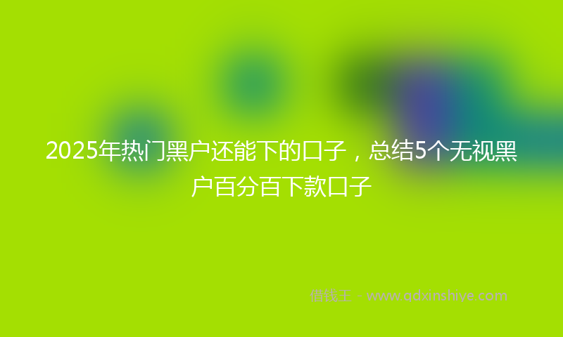 2025年热门黑户还能下的口子，总结5个无视黑户百分百下款口子