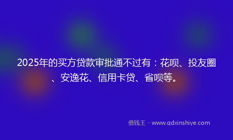 2025年的买方贷款审批通不过有：花呗、投友圈、安逸花、信用卡贷、省呗等。