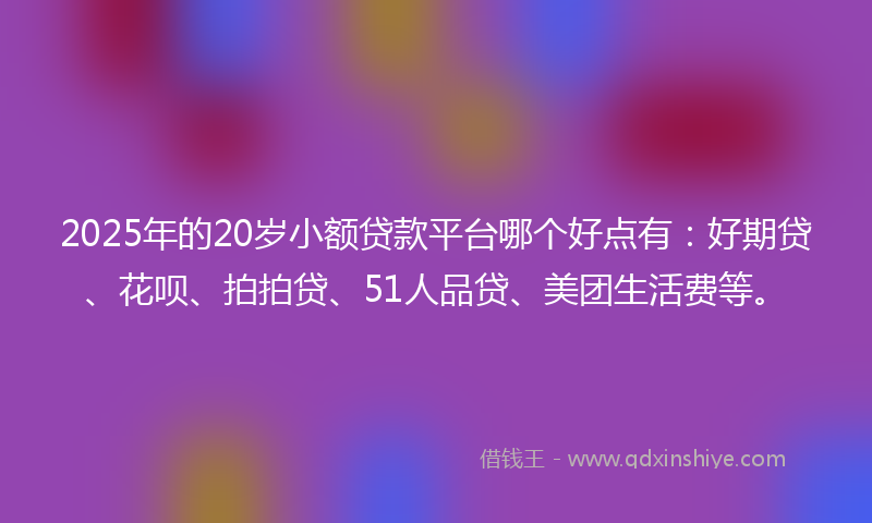2025年的20岁小额贷款平台哪个好点有：好期贷、花呗、拍拍贷、51人品贷、美团生活费等。