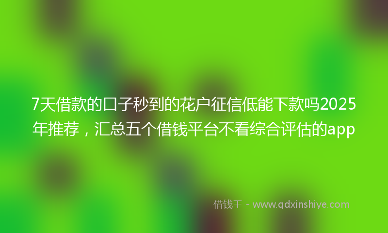 7天借款的口子秒到的花户征信低能下款吗2025年推荐，汇总五个借钱平台不看综合评估的app