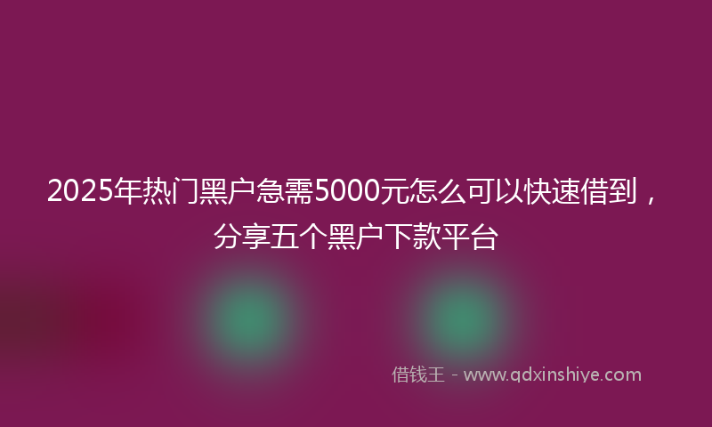 2025年热门黑户急需5000元怎么可以快速借到，分享五个黑户下款平台