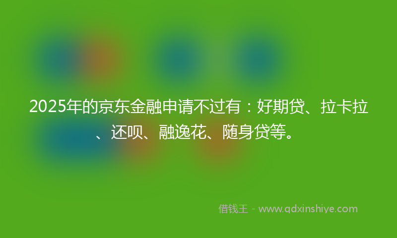 2025年的京东金融申请不过有：好期贷、拉卡拉、还呗、融逸花、随身贷等。