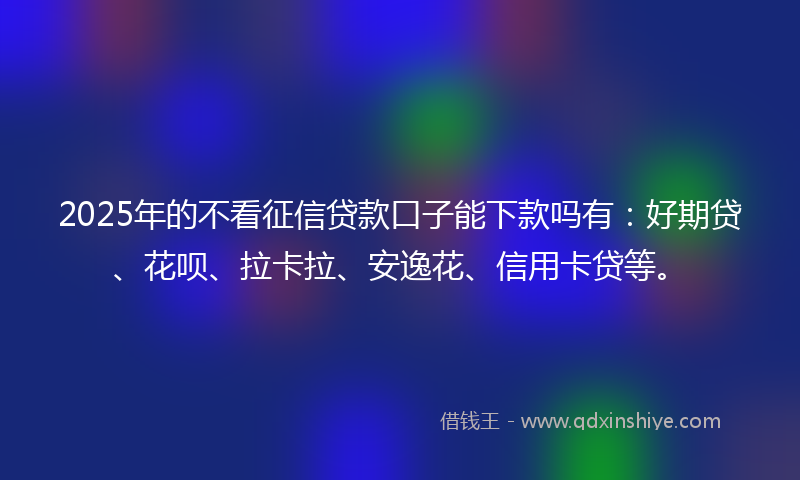 2025年的不看征信贷款口子能下款吗有：好期贷、花呗、拉卡拉、安逸花、信用卡贷等。