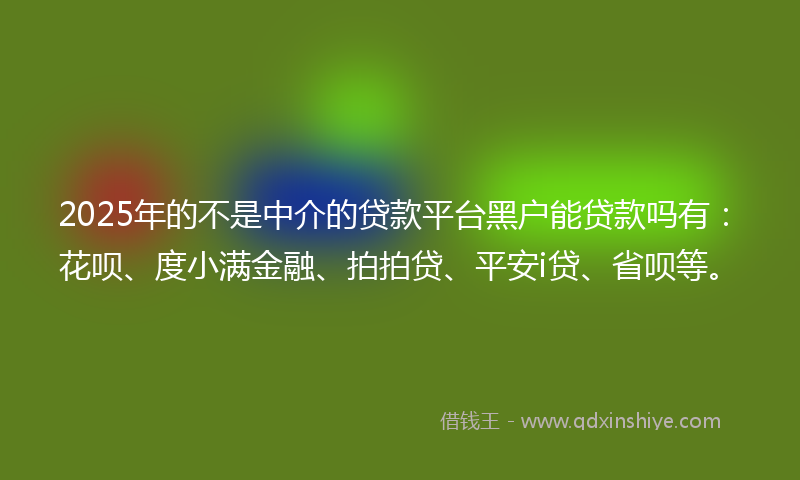 2025年的不是中介的贷款平台黑户能贷款吗有：花呗、度小满金融、拍拍贷、平安i贷、省呗等。