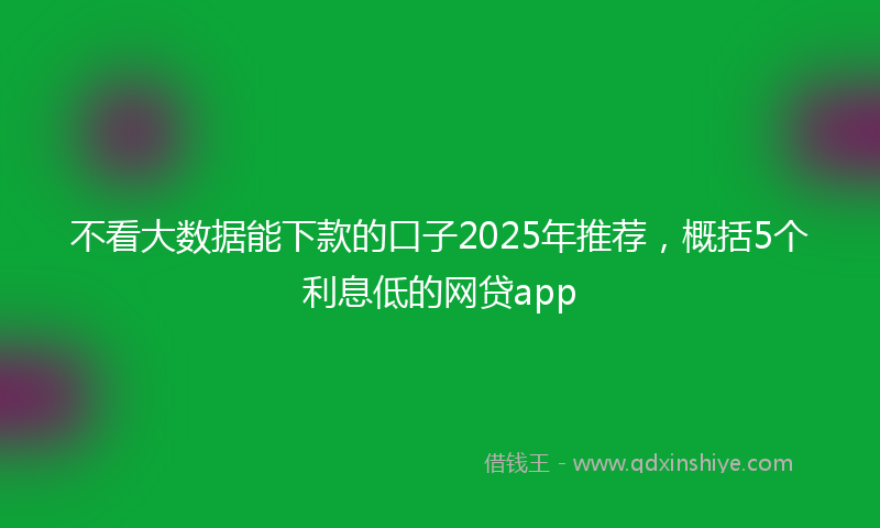 不看大数据能下款的口子2025年推荐，概括5个利息低的网贷app