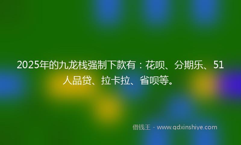 2025年的九龙栈强制下款有：花呗、分期乐、51人品贷、拉卡拉、省呗等。