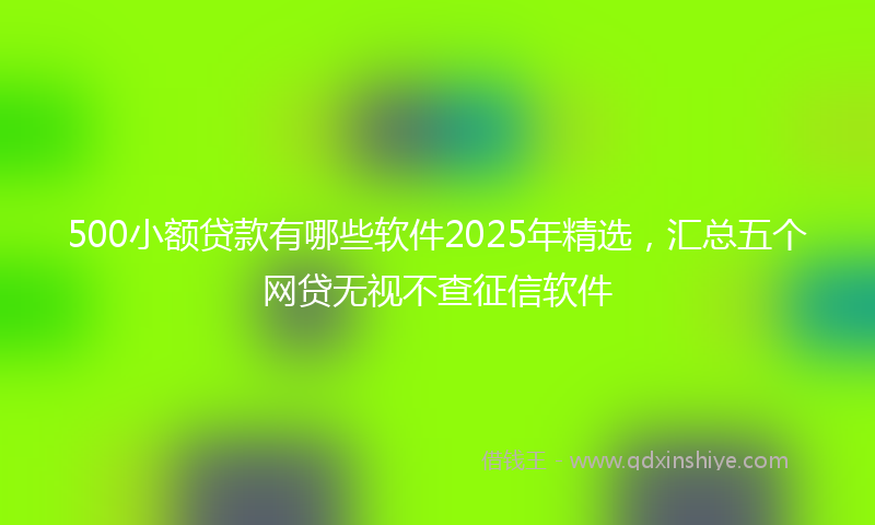 500小额贷款有哪些软件2025年精选，汇总五个网贷无视不查征信软件
