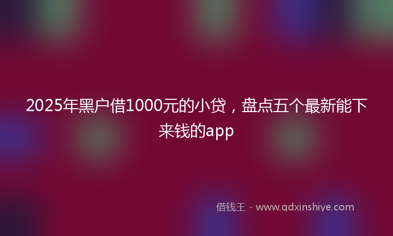 2025年黑户借1000元的小贷，盘点五个最新能下来钱的app