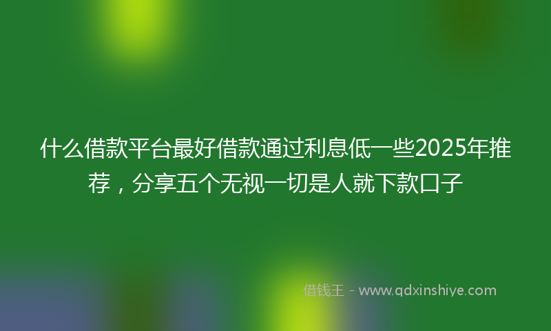 什么借款平台最好借款通过利息低一些2025年推荐，分享五个无视一切是人就下款口子