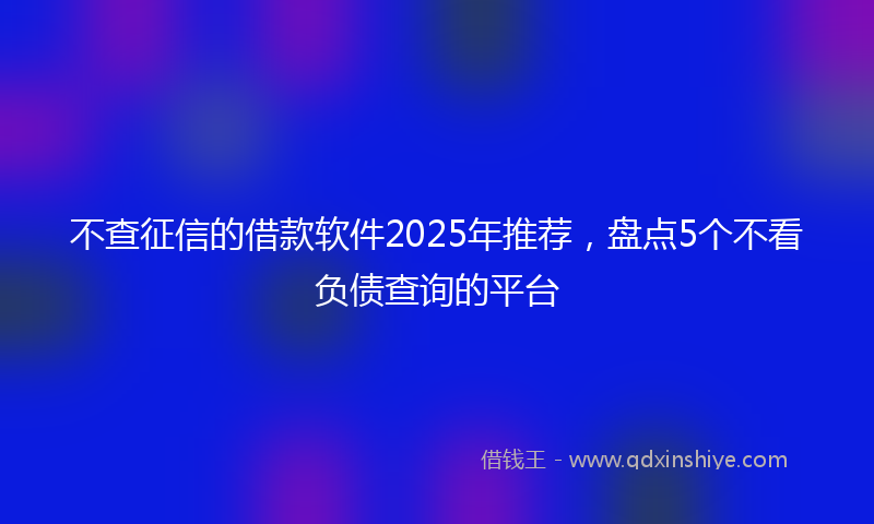 不查征信的借款软件2025年推荐，盘点5个不看负债查询的平台