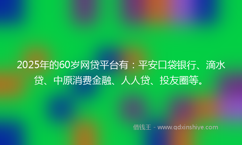 2025年的60岁网贷平台有：平安口袋银行、滴水贷、中原消费金融、人人贷、投友圈等。