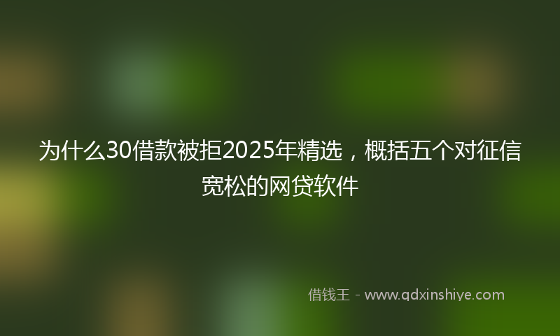为什么30借款被拒2025年精选，概括五个对征信宽松的网贷软件
