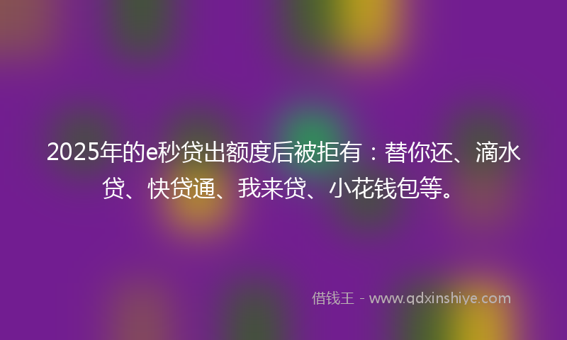 2025年的e秒贷出额度后被拒有：替你还、滴水贷、快贷通、我来贷、小花钱包等。